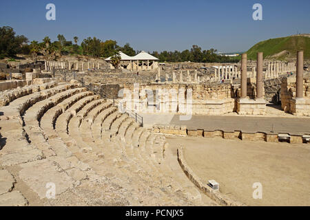 Israël, Bet Shean théâtre romain datant du premier siècle de notre ère. Pendant la période hellénistique Bet Shean avait une population grecque et a été appelé Scytho Banque D'Images