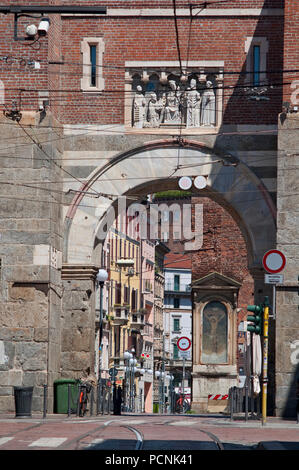 L'Italie, Lombardie, Milan, Porta Ticinese Medievale, porte de la ville médiévale Banque D'Images