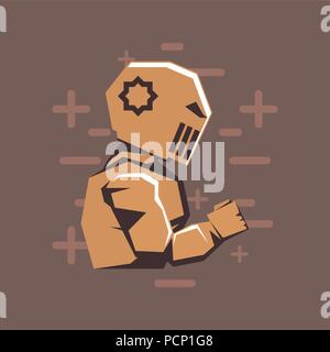 Jeux vidéo retro design avec robot sur fond brun, design coloré. vector illustration Illustration de Vecteur