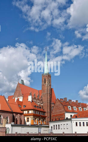 L'île de la cathédrale, dominsel Ostrow Tumski, partie la plus ancienne de la ville de Wroclaw, à proximité de la rivière Oder. Wroclaw, Breslau, Basse Silésie, Pologne, europ Banque D'Images