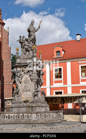 Monument à nepumuk dominsel, l'île de la cathédrale, Ostrow Tumski partie la plus ancienne de la ville d'Wroclawwroclaw, Breslau, Basse Silésie, Pologne, Europe Banque D'Images