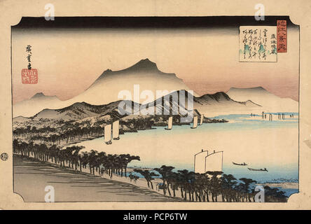 Brise clair à Awazu. À partir de la série Huit vues d'OMI (OMI hakkei no uchi) , 1834. Banque D'Images