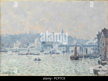 Vue sur la Tamise : Charing Cross Bridge , 1874. Banque D'Images