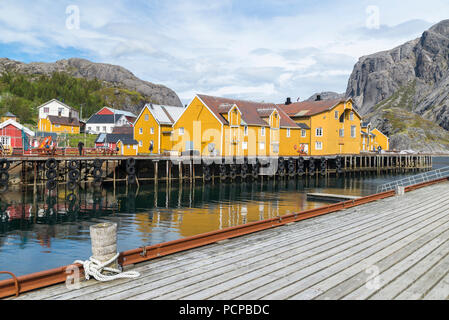 Village de Nusfjord Nordland, Norvège. Banque D'Images