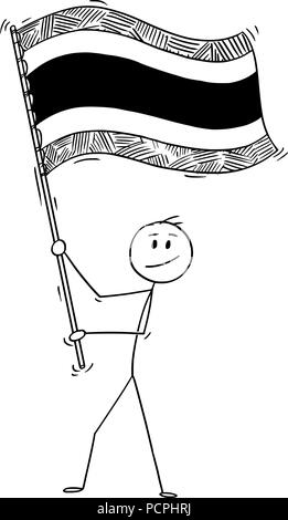Caricature de l'homme, brandissant le drapeau du Royaume de Thaïlande Illustration de Vecteur