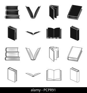 Différents types de livres. Livres collection set icônes de style du contour noir, symbole vecteur illustration de stock . Illustration de Vecteur
