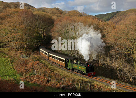 No8 Devils Bridge sur 10.11.17 approches sur la Vale de ligne de Rheidol. Banque D'Images