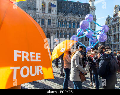 Bruxelles, visites gratuites de la ville, dans différentes langues, guide, à la Grand Place, Banque D'Images