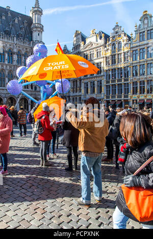 Bruxelles, visites gratuites de la ville, dans différentes langues, guide, à la Grand Place, Banque D'Images