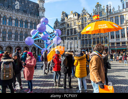 Bruxelles, visites gratuites de la ville, dans différentes langues, guide, à la Grand Place, Banque D'Images