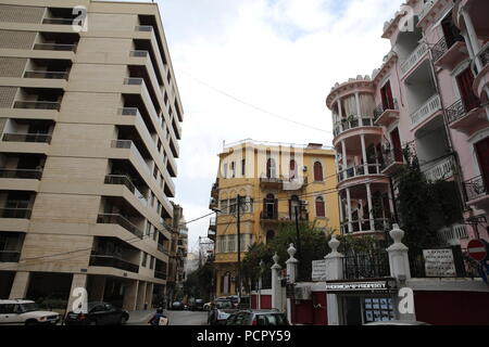 Patrimoine architectural du Liban est disparaissent lentement et Beyrouth est en train de perdre son caractère traditionnel comme de vieilles maisons, sont remplacés par des gratte-ciel. Banque D'Images