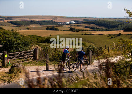 Vue générale de la terre de Ditchling Beacon avant l'avant-saison friendly au stade AMEX, Brighton. Banque D'Images