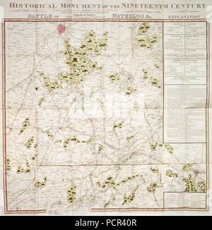 Carte de la campagne de Waterloo, 1815, Château de Walmer, dans le Kent. Artiste : Inconnu. Banque D'Images