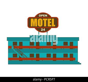 Motel isolé. Petit hôtel pas cher Vector illustration. Illustration de Vecteur