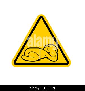 Attention kid sleep. Danger bébé. Panneau jaune en pauvres. Symbole du nouveau-né Vector illustration Illustration de Vecteur