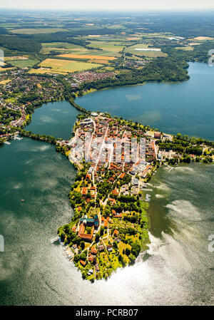 Ratzeburg, Domsee, lac Küchensee, Ratzeburg, baie de Lübeck, ville hanséatique, Schleswig-Holstein, Allemagne Banque D'Images