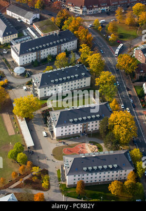 ZUE St. Georgsplatz, camp de réfugiés d'abris de réfugiés / demandeur d'asile centre (ZUE) Uentrop - Alter Uentroper Weg, logement central pour l'installation des réfugiés de guerre, Hamm, Ruhr, Rhénanie du Nord-Westphalie, Allemagne Banque D'Images