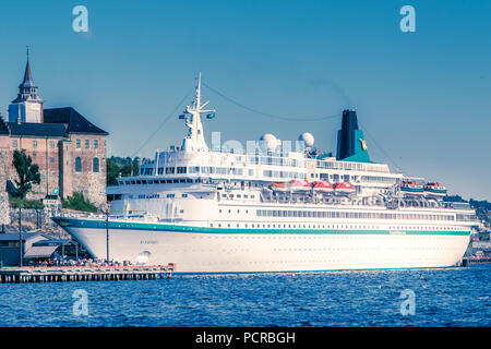 Oslo, Norvège, le 21 juillet 2018 : Cruise ship Albatros est amarré dans le port d'Oslo. Banque D'Images