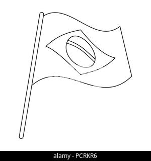 Drapeau du Brésil dans l'icône avant-projet isolé sur fond blanc. Brésil pays stock symbol vector illustration. Illustration de Vecteur