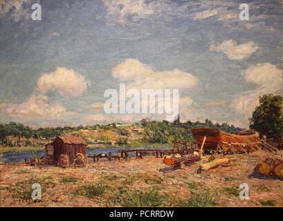 Alfred Sisley - Chantier à Saint-mammès (1885). Banque D'Images