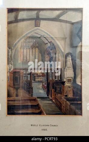 All Saints Church, Middle Claydon, Buckinghamshire, Angleterre - 1868 aquarelle 1. Banque D'Images