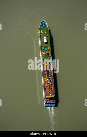 Vue aérienne, bateau de croisière Danube AROSA Donna, Dürnstein, Basse Autriche, Autriche Banque D'Images