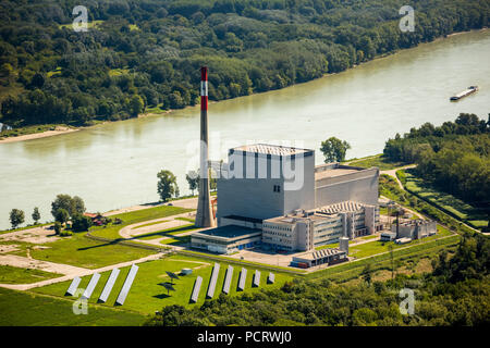 Vue aérienne, centrale nucléaire, la centrale nucléaire de Zwentendorf Tullnerfeld, centrale nucléaire, le réacteur à eau bouillante, référendum, Zwentendorf an der Donau, Autriche, Autriche Banque D'Images