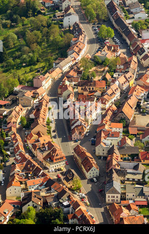 Vue aérienne, rue historique, Laurenzistraße et supérieure Kaulberg, toits rouges, des toits de tuiles rouges, Bamberg, Bavière, Haute-Franconie, Bavaria, Germany, Europe Banque D'Images