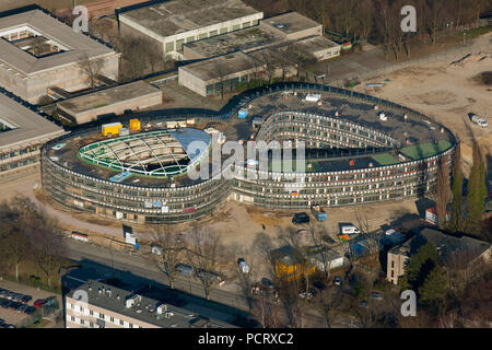 Vue aérienne, nouvelle construction d'une école secondaire, nouveau lycée, Bochum, Bochum, l'école de la Ruhr, Nordrhein-Westfalen, Germany, Europe Banque D'Images