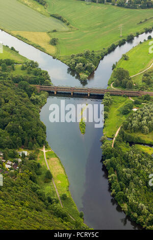 Vue aérienne, estuaire de la Volme dans la Ruhr, Volme, Dortmund, Ruhr, Nordrhein-Westfalen, Germany, Europe Banque D'Images