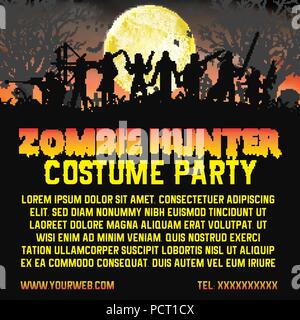 Costume halloween zombie hunter partie de promouvoir poster Illustration de Vecteur