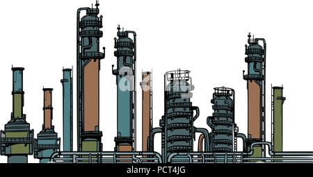 L'usine chimique, le raffinage Illustration de Vecteur