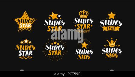 Super Star, jeu d'étiquettes ou d'un logo. Vector illustration lettrage Illustration de Vecteur