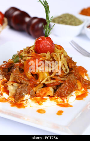 Urkish Kebab viande avec du yogourt et de frites - Uruguay 847 Kebabi Banque D'Images
