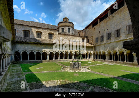 Le cloître, la cathédrale de Gérone, Cathédrale Santa Maria de Gérone, Gérone, Catalogne, Espagne Banque D'Images