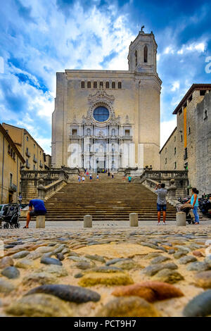 La cathédrale de Gérone, Cathédrale Santa Maria de Gérone, Gérone, Catalogne, Espagne Banque D'Images