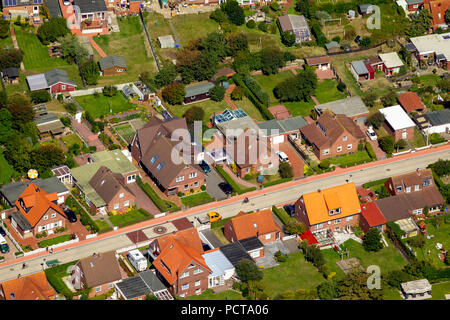 Avec des maisons de vacances Nordhelm, photo aérienne, Norderney, Mer du Nord, l'île de la mer du Nord, îles de la Frise orientale, Basse-Saxe, Allemagne Banque D'Images