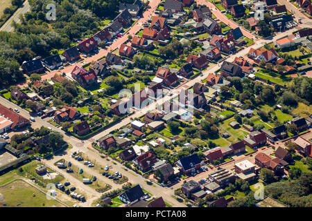 Avec des maisons de vacances Nordhelm, photo aérienne, Norderney, Mer du Nord, l'île de la mer du Nord, îles de la Frise orientale, Basse-Saxe, Allemagne Banque D'Images