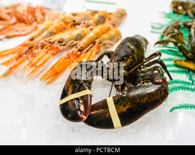 Mercat de la boqueria à Barcelone, le homard hall Banque D'Images