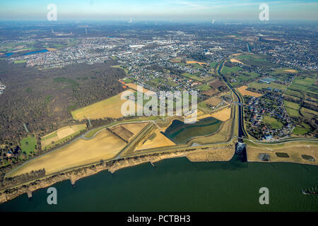 Estuaire Emscher après la première phase de conversion, de la bouche de l'Emscher en Rhin de Dinslaken, Ruhr, Rhénanie du Nord-Westphalie, Allemagne Banque D'Images