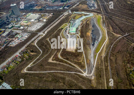 Le remplissage à la heap prospérer pour la stabilisation, côté nord Alpincenter et les travaux de construction, Prosperstraße à Bottrop, Ruhr, Rhénanie du Nord-Westphalie, Allemagne Banque D'Images