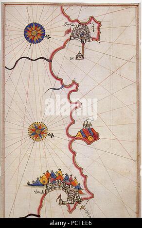 Alger et Bejaia par Piri Reis. Banque D'Images