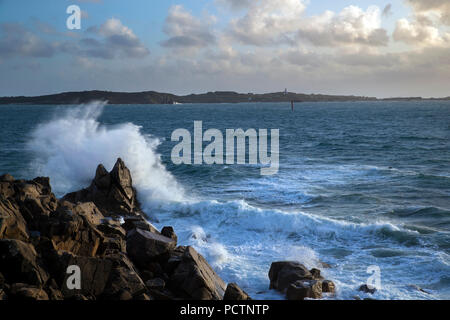 La garnison ; St Mary's, à la recherche de St Agnes ; Îles Scilly ; UK Banque D'Images