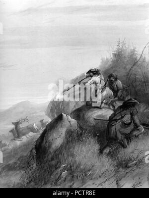 Alfred Jacob Miller - Elk chasse parmi les Black Hills - Banque D'Images