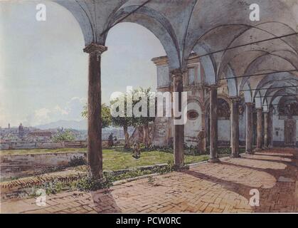 Rudolf von Alt - Blick vom Kloster Sant' Onofrio auf Rom - 1835. Banque D'Images