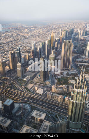 Belle vue du haut de la ville de Dubaï aux Émirats. Vue de dessus. Banque D'Images