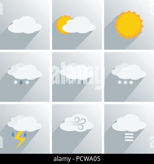 Météo simple icon set Illustration de Vecteur