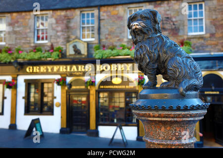 Statue de Kampa le célèbre chien Skye Terrier et le pub nommé d'après elle sur ligne née de l'association, Édimbourg, Écosse Banque D'Images