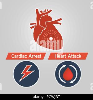 L'arrêt cardiaque et infarctus icône logo vector illustration Illustration de Vecteur