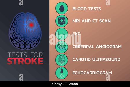 Les tests pour l'icône de l'AVC, la conception de la santé, de l'infographie infographie médicale. Vector illustration Illustration de Vecteur